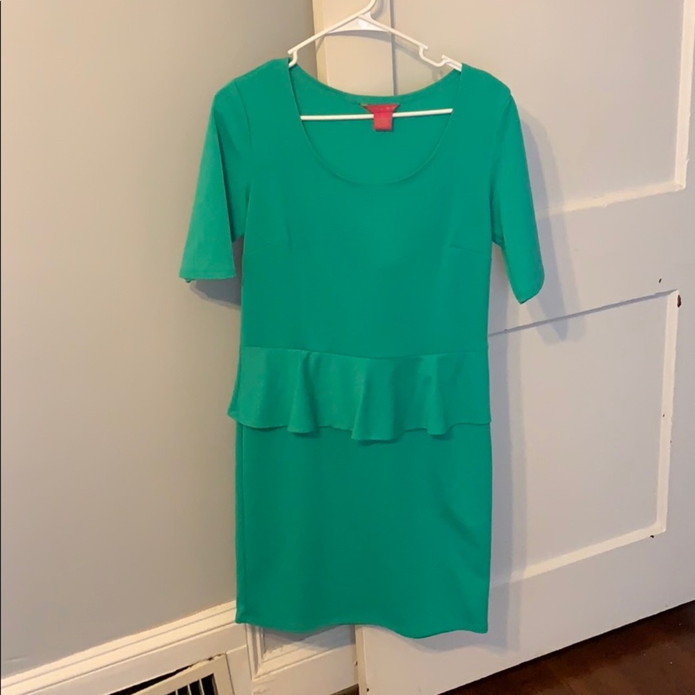 Turquoise green shirt sleeved dress